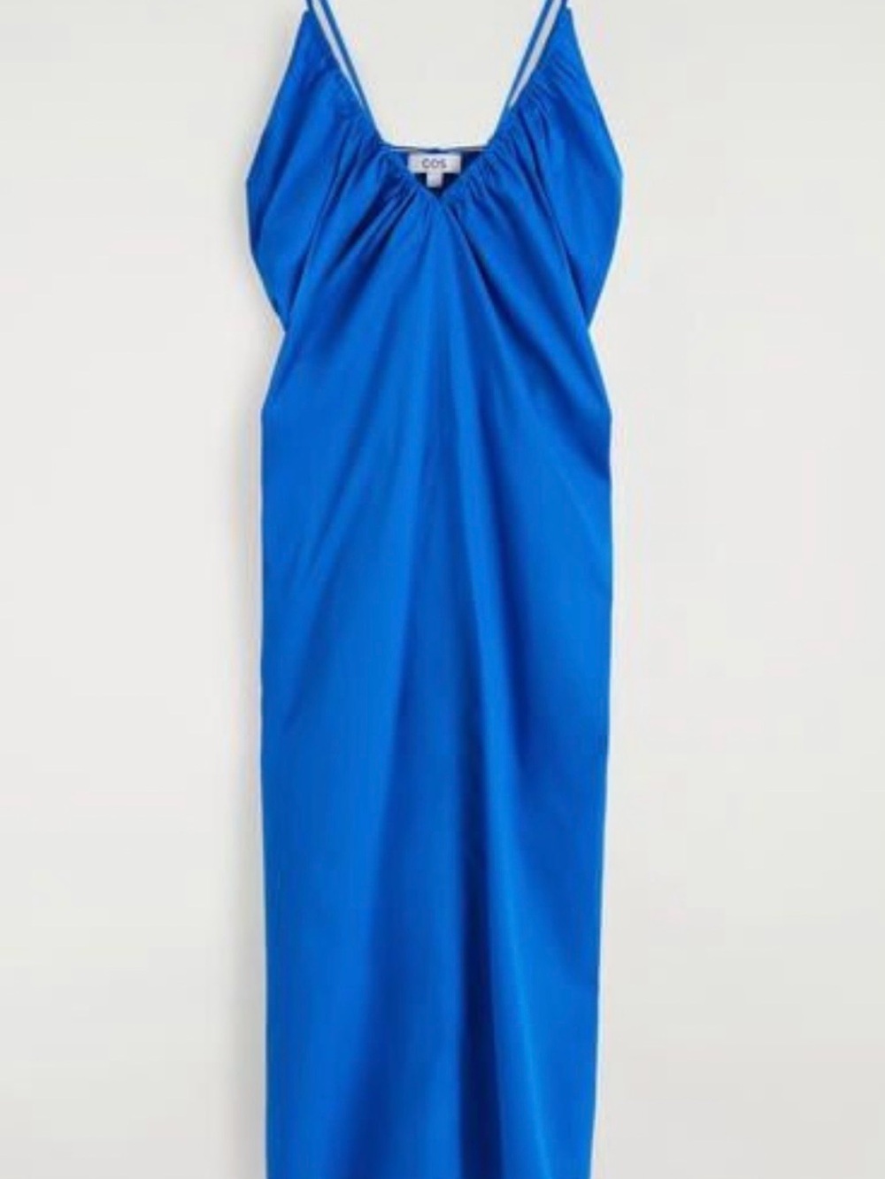 COS Vivid Blue Gathered-Neck Maxi Dress